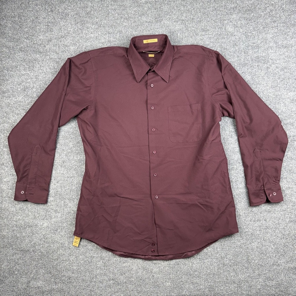 Milano Uomo Shirt Mens 16.5 34/35 Purple Solid Long Sleeve Dress Button Front‎